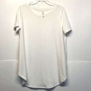 Zenana Sz L Womens White Short Sleeve Tunica Top.